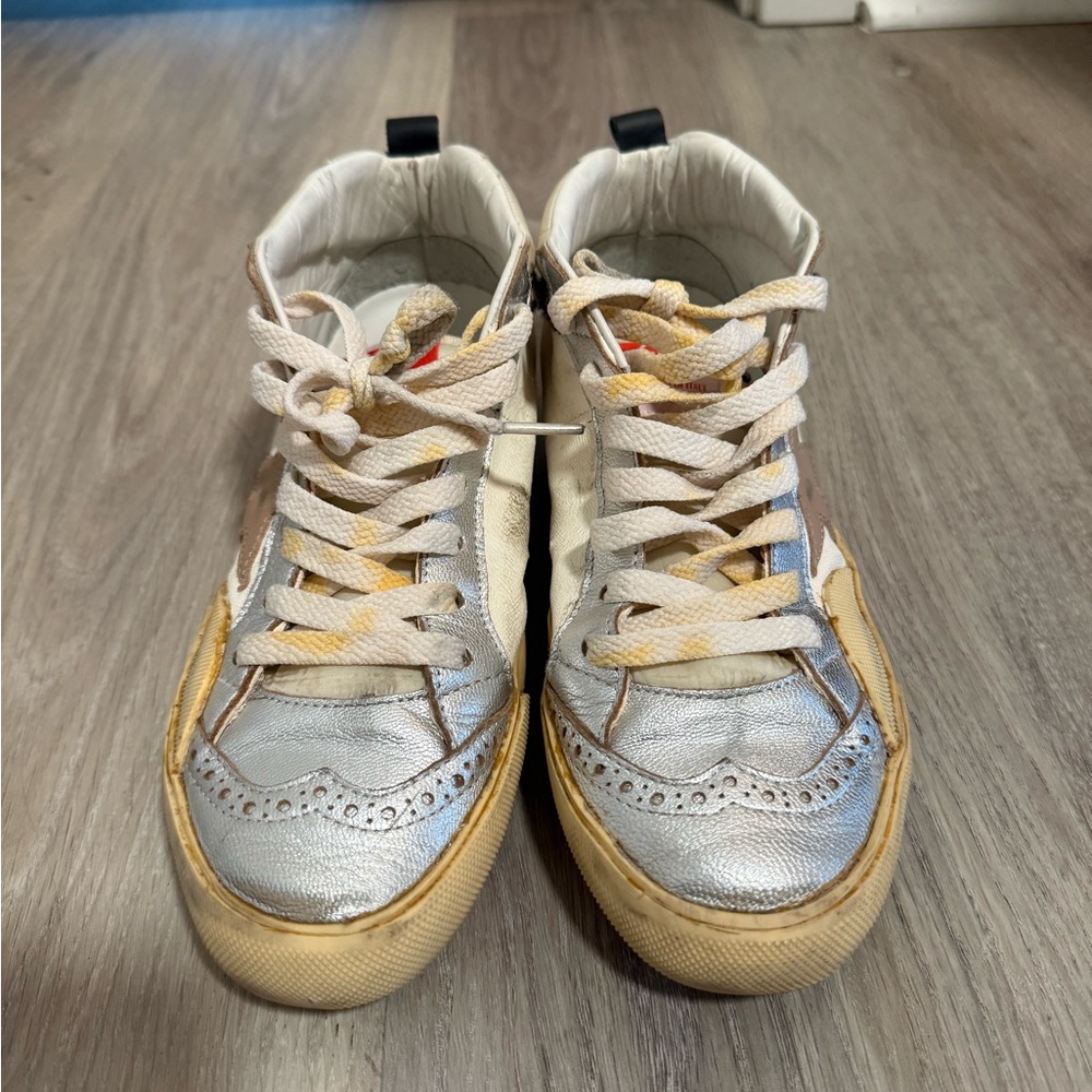 Golden Goose Women's Midstar Silver and Beige Sneakers - Picture 6 of 15